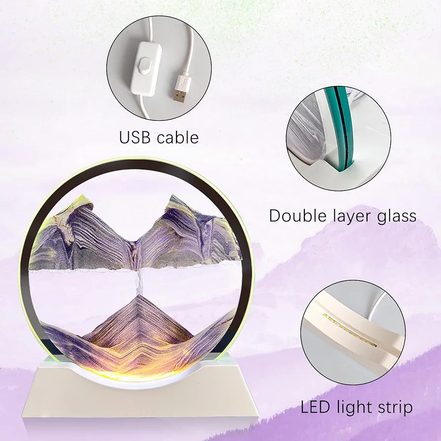 3D Flowing Sand Painting Desk Lamp – Relaxing Moving Sand Art Light for Home & Office