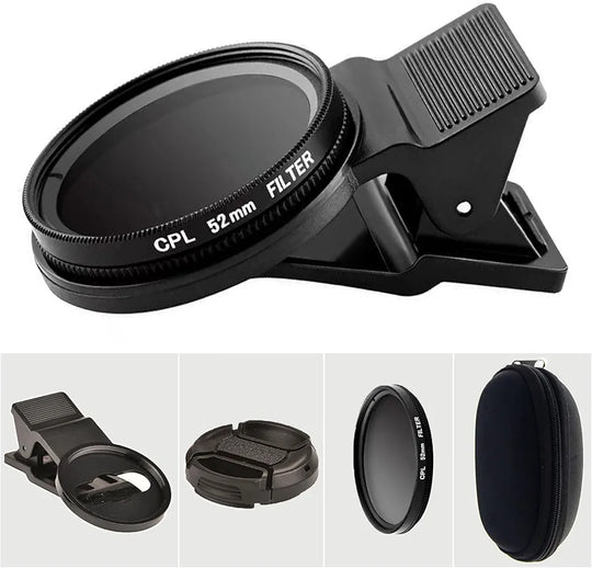 52mm CPL Filter Kit: Anti-reflection Portable Smartphones Lens Accessory (Circular Polarizer)