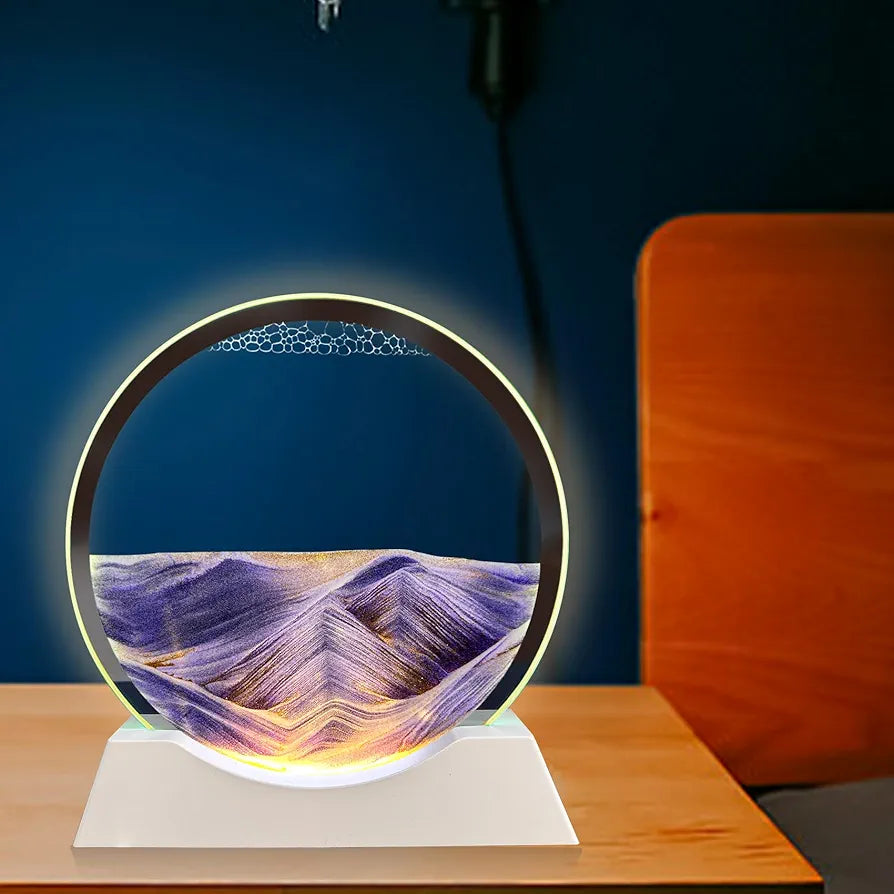 3D Flowing Sand Painting Desk Lamp – Relaxing Moving Sand Art Light for Home & Office