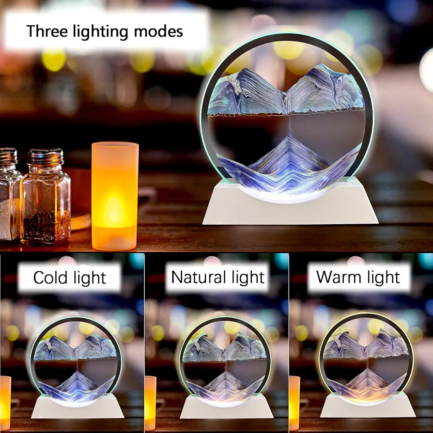 3D Flowing Sand Painting Desk Lamp – Relaxing Moving Sand Art Light for Home & Office