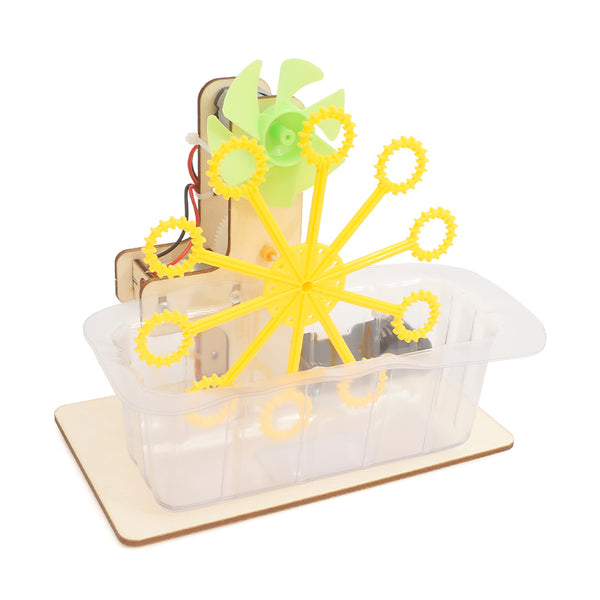 STEM Toys Wooden Building Kit: Automatic Bubble Blowing Machine
