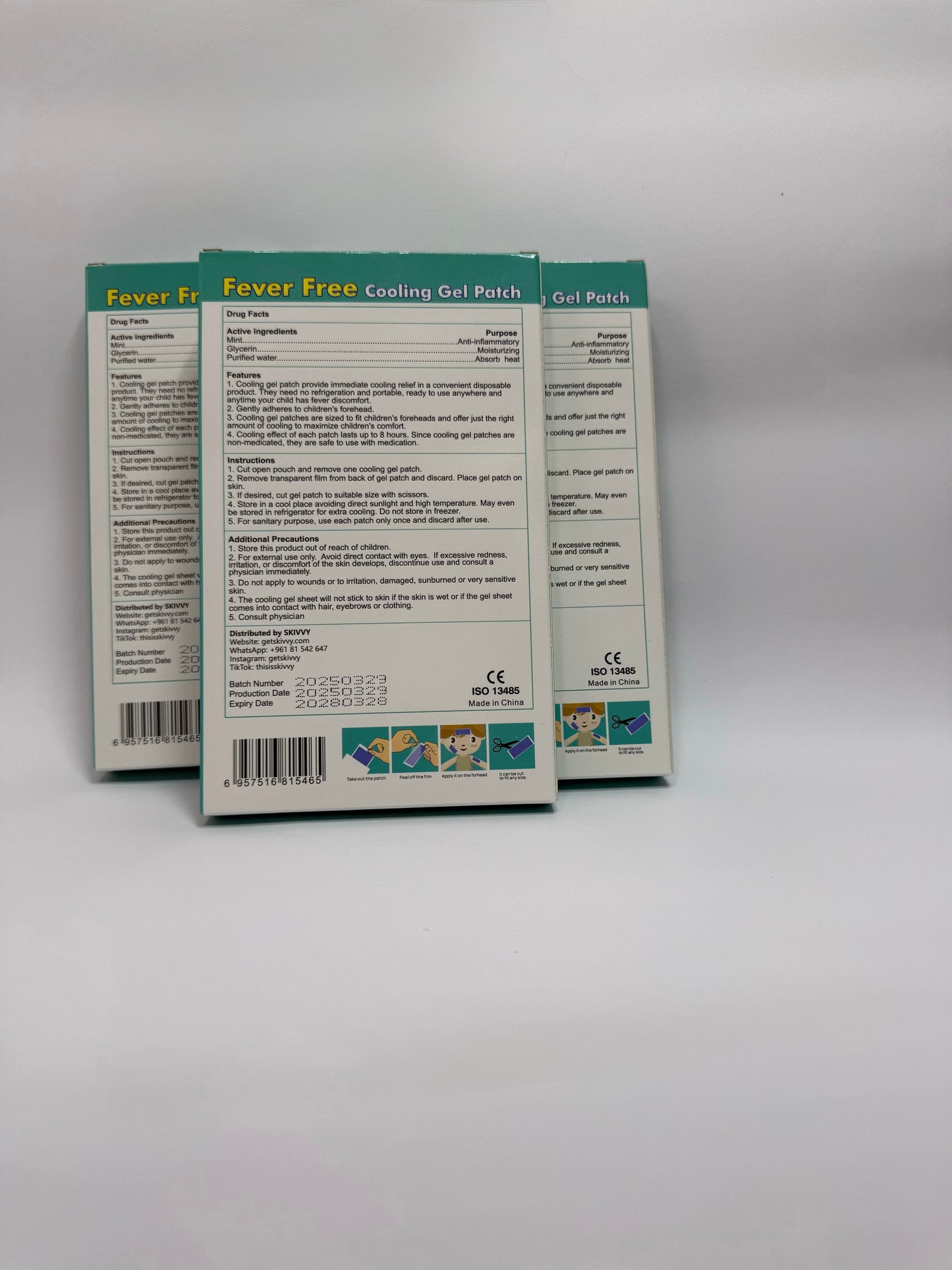 Skivvy Cooling Patch – Instant Fever & Migraine Relief with Color-Changing Technology (4 patches)