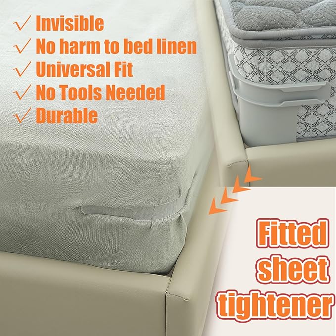 Lock Sheet Holders – 4-Pack Bed Sheet Clips for All Mattress Sizes | No-Slip, Damage-Free Fitted Sheet Straps